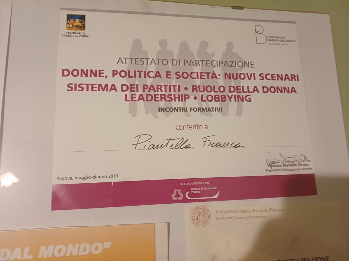 Non ho un’attività, sono un’esperta in pari opportunità e mi piace informarmi su quello che fanno le donne